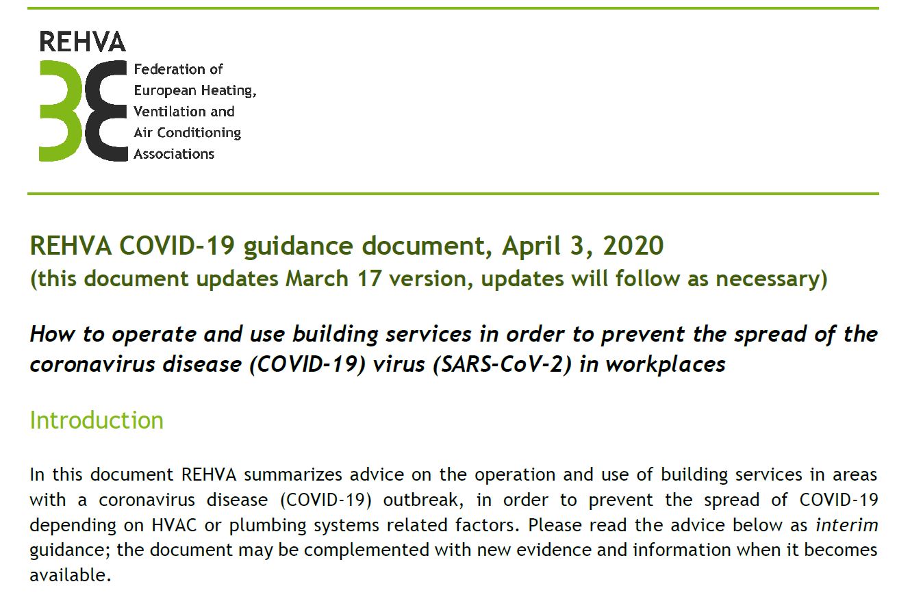 REHVA COVID-19 guidance document (3rd April 2020)